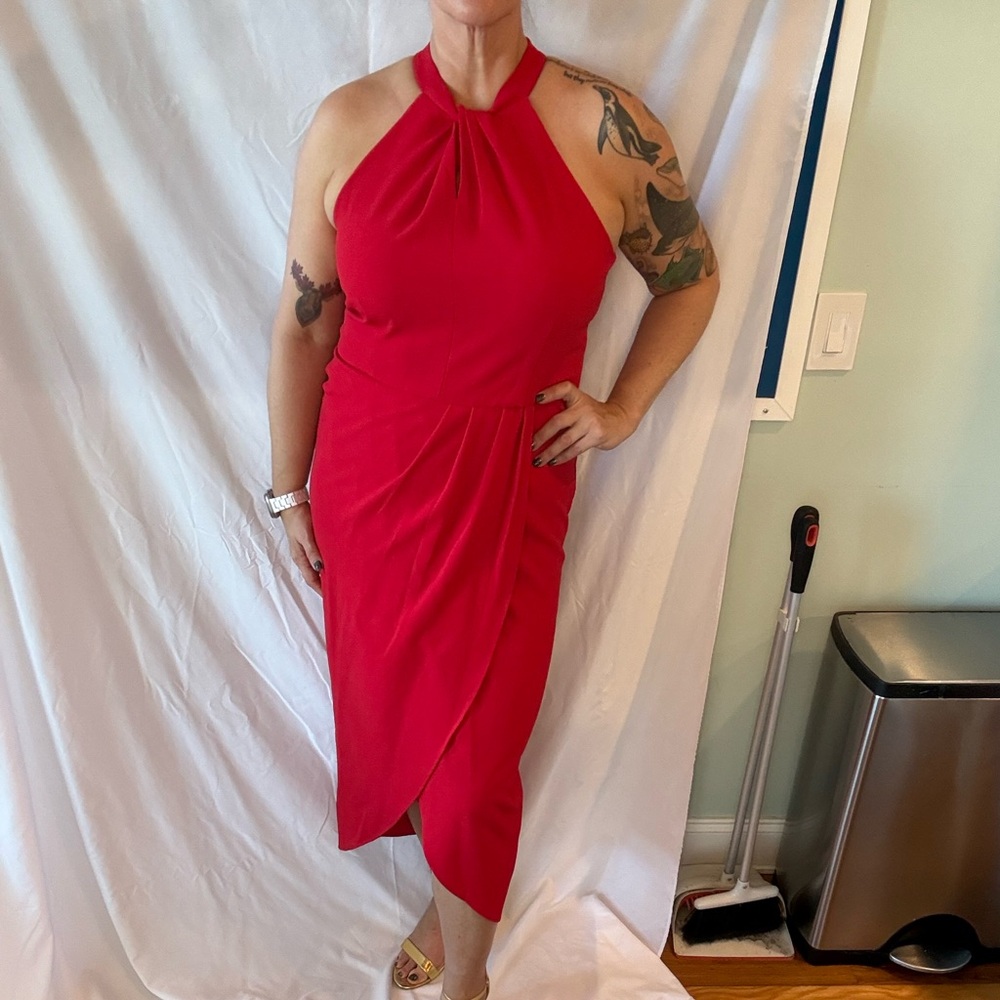 Julia Jordan Vibrant Red Halter Midi Dress